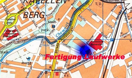 Lage Werkshalle Laufwerksproduktion