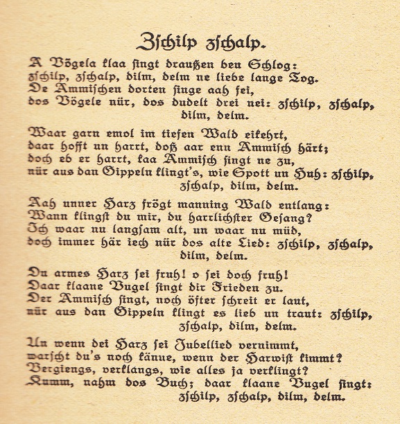 Widmungsgedicht Zschilp-Zschalp